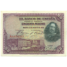 Банкнота 50 песет 1928 года Испания