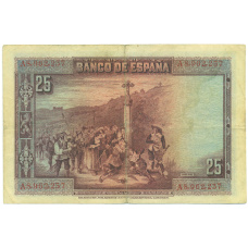 Банкнота 25 песет 1928 года Испания (вид 2)