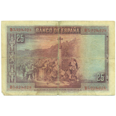 Банкнота 25 песет 1928 года Испания (вид 2)