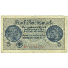 Банкнота 5 рейхсмарок 1940 года Германия (Для оккупированных территорий)