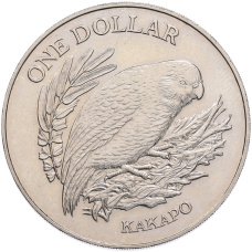 Монета 1 доллар 1986 года Новая Зеландия «Какапо» (аверс)