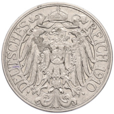 Монета 25 пфеннигов 1910 года A Германия (аверс)