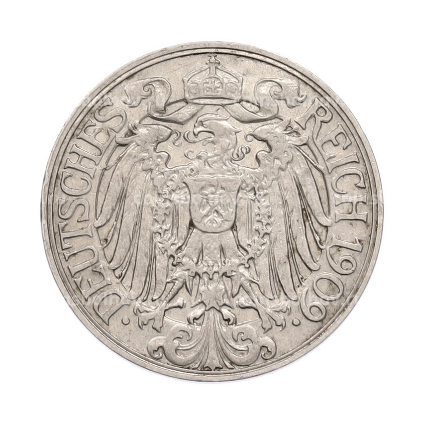 Монета 25 пфеннигов 1909 года D Германия