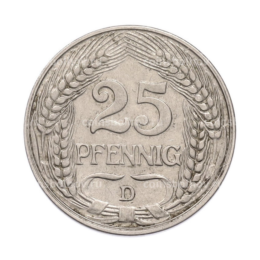 Монета 25 пфеннигов 1910 года D Германия (вид 2)