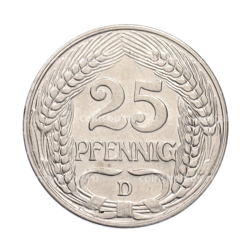 Монета 25 пфеннигов 1912 года D Германия (вид 2)