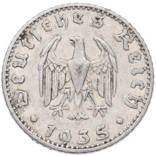 Монета 50 рейхспфеннигов 1935 года J Германия (аверс)