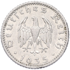 Монета 50 рейхспфеннигов 1935 года E Германия (аверс)