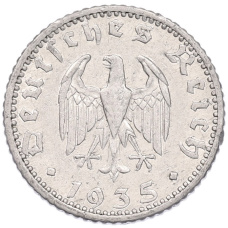 Монета 50 рейхспфеннигов 1935 года E Германия (аверс)