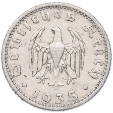 Монета 50 рейхспфеннигов 1935 года F Германия (аверс)