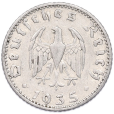 Монета 50 рейхспфеннигов 1935 года D Германия (аверс)
