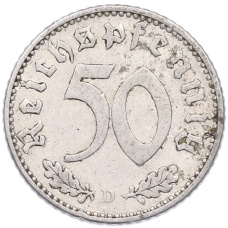 Монета 50 рейхспфеннигов 1935 года D Германия (реверс)