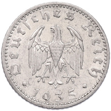 Монета 50 рейхспфеннигов 1935 года A Германия (аверс)