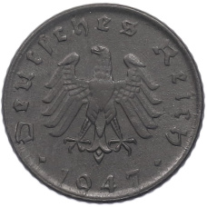 Монета 5 рейхспфеннигов 1947 года D Германия (аверс)