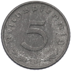 Монета 5 рейхспфеннигов 1947 года D Германия (реверс)