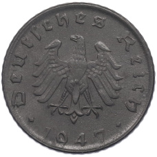 Монета 5 рейхспфеннигов 1947 года D Германия (аверс)
