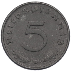 Монета 5 рейхспфеннигов 1947 года D Германия (реверс)