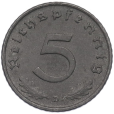 Монета 5 рейхспфеннигов 1947 года D Германия (реверс)