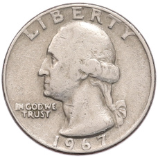 Монета 1/4 доллара (25 центов) 1967 года США (аверс)