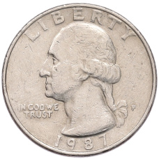 Монета 1/4 доллара (25 центов) 1987 года P США (аверс)