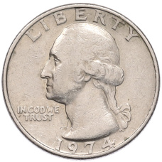 Монета 1/4 доллара (25 центов) 1974 года США (аверс)