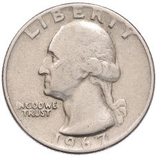 Монета 1/4 доллара (25 центов) 1967 года США (аверс)