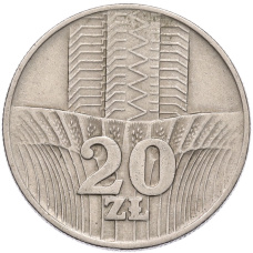Монета 20 злоотых 1976 года Польша (аверс)