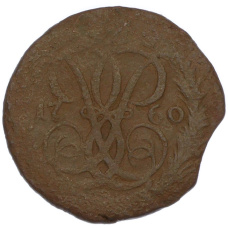 Монета Денга 1760 года (аверс)