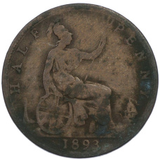 Монета 1/2 пенни 1893 года Великобритания (аверс)