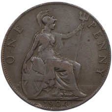 Монета 1 пенни 1904 года Великобритания (аверс)