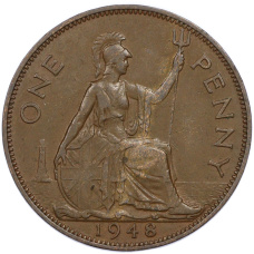 Монета 1 пенни 1948 года Великобритания (аверс)