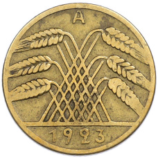 Монета 10 рентенпфеннигов 1923 года A Германия (аверс)
