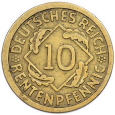 Монета 10 рентенпфеннигов 1923 года A Германия (реверс)