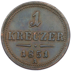 Монета 1 крейцер 1851 года A Австрия (аверс)