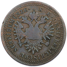 Монета 1 крейцер 1851 года A Австрия (реверс)