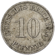Монета 10 пфеннигов 1914 года A Германия (аверс)