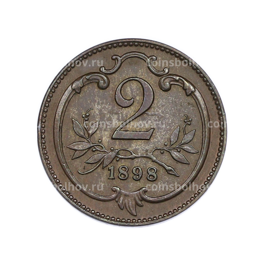 Монета 2 геллера 1898 года Австрия