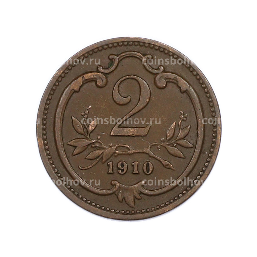 Монета 2 геллера 1910 года Австрия