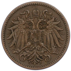Монета 2 геллера 1910 года Австрия (реверс)