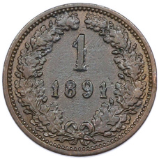Монета 1 крейцер 1891 года Австрия (аверс)