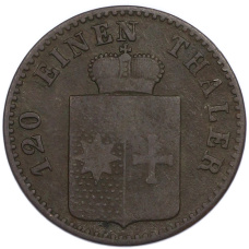 Монета 3 пфеннига 1855 года Вальдек-Пирмонт (реверс)