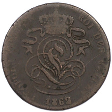 Монета 2 сантима 1862 года Бельгия (реверс)
