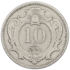 Монета 10 геллеров 1894 года Австрия (аверс)