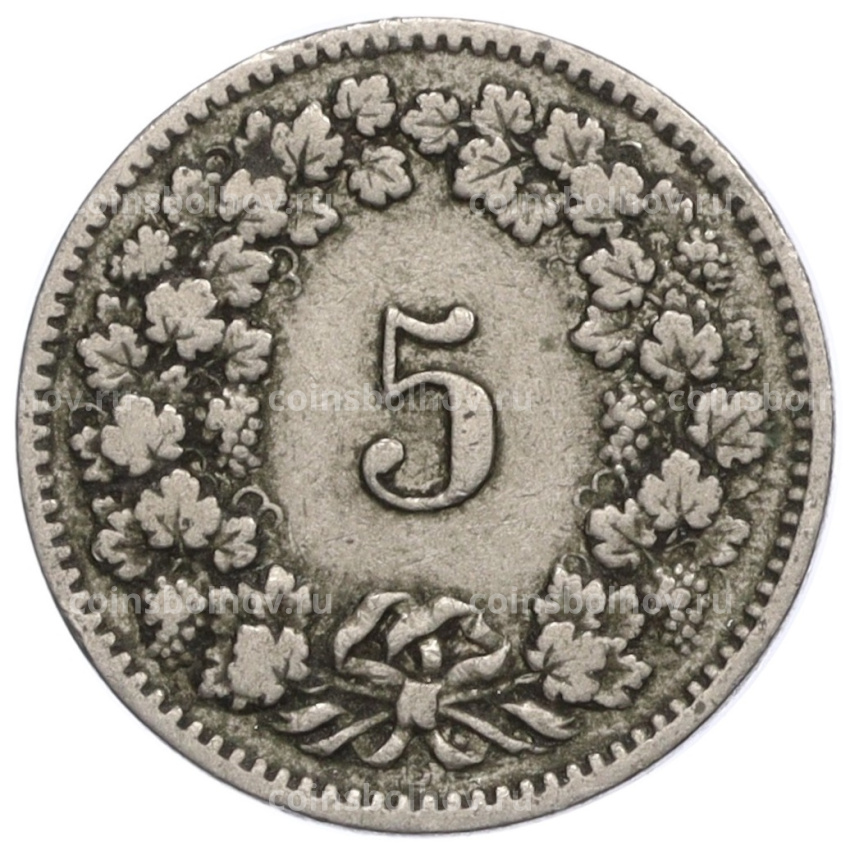 Монета 5 раппенов 1900 года Швейцария (вид 2)