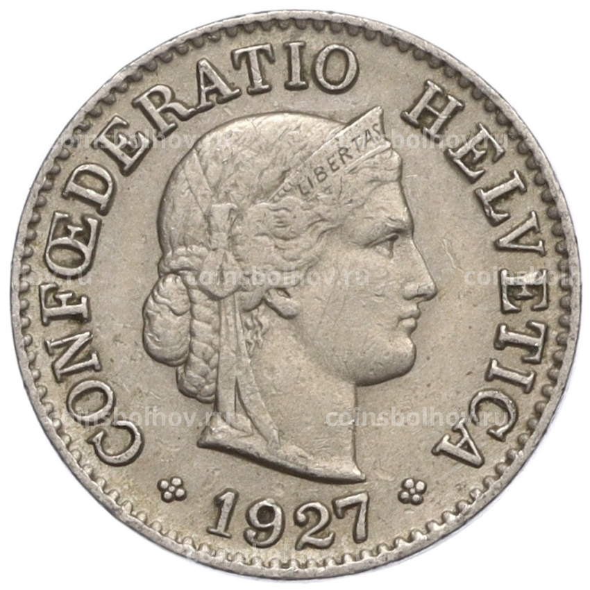 Монета 5 раппенов 1927 года Швейцария