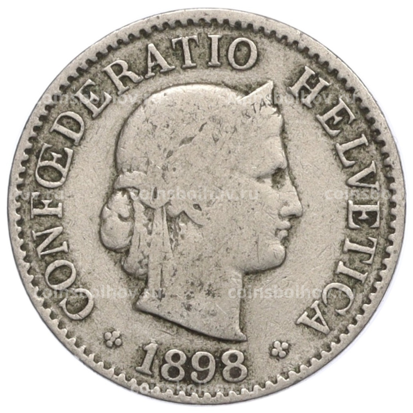 Монета 5 раппенов 1898 года Швейцария