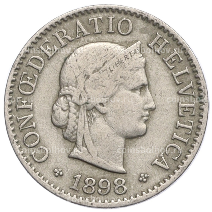 Монета 5 раппенов 1898 года Швейцария