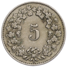 Монета 5 раппенов 1930 года Швейцария (реверс)