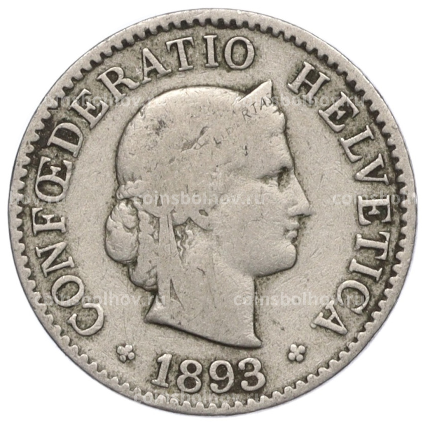 Монета 5 раппенов 1893 года Швейцария