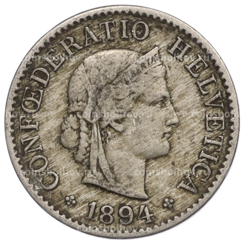 Монета 5 раппенов 1894 года Швейцария