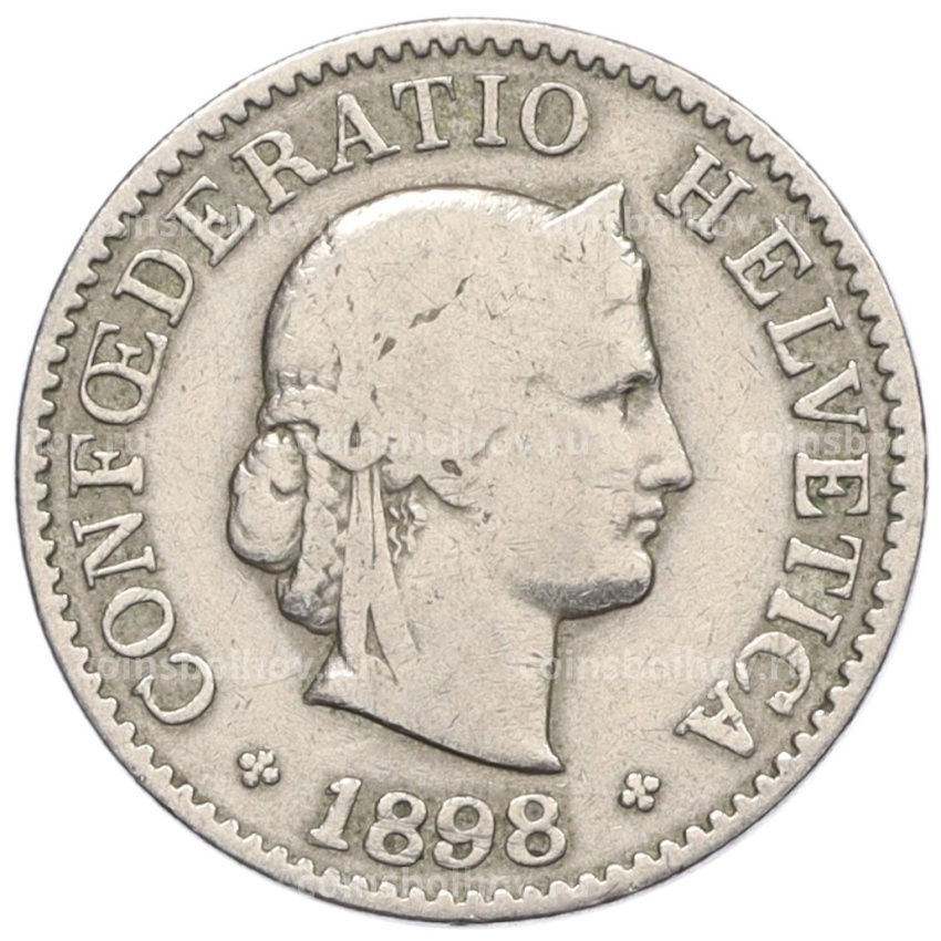 Монета 5 раппенов 1898 года Швейцария